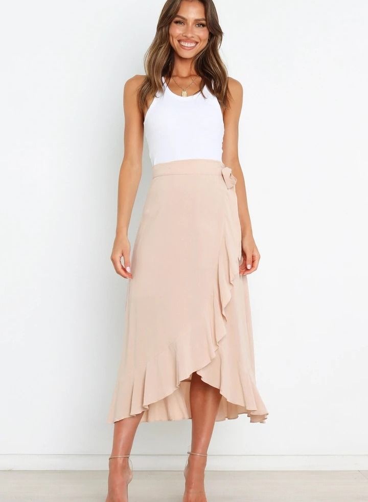 Women's Summer New Fashion Simple Lace-up Irregular Solid Color Skirt