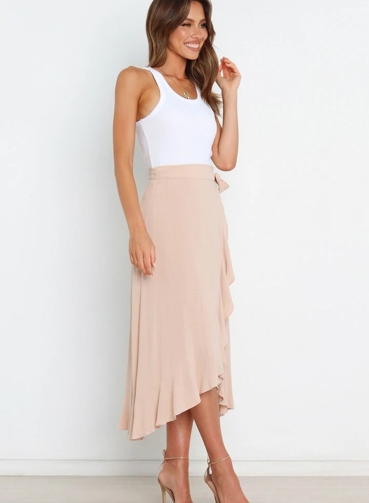 Women's Summer New Fashion Simple Lace-up Irregular Solid Color Skirt