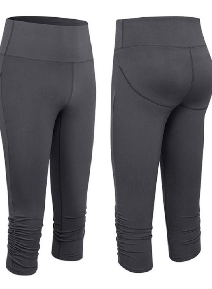 Running fitness high waist hip tight elastic seven pants