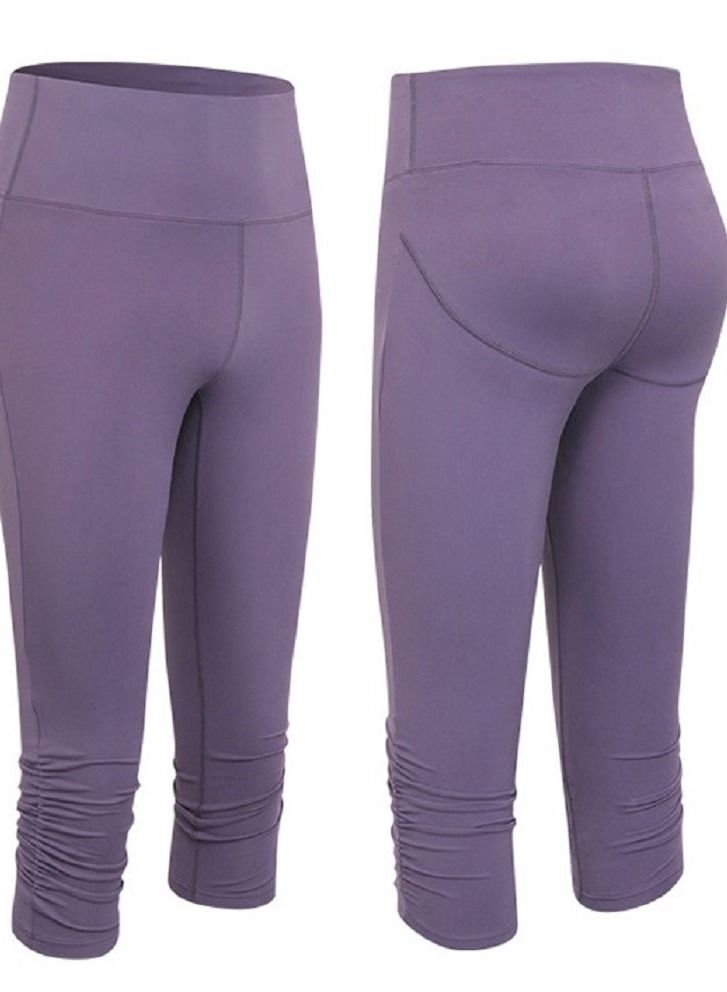 Running fitness high waist hip tight elastic seven pants