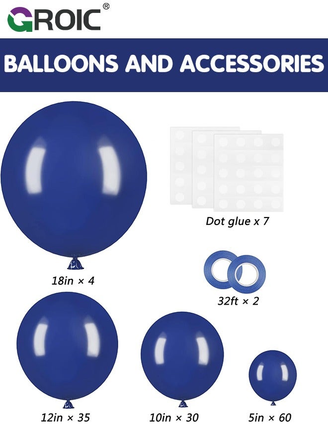 129pcs Navy Blue Balloons Latex Balloons 18 12 10 5 Inch Party Balloon Kit for Birthday Party Graduation Baby Shower Wedding Holiday Balloon Decoration,Party Balloon Set, Party Supplies