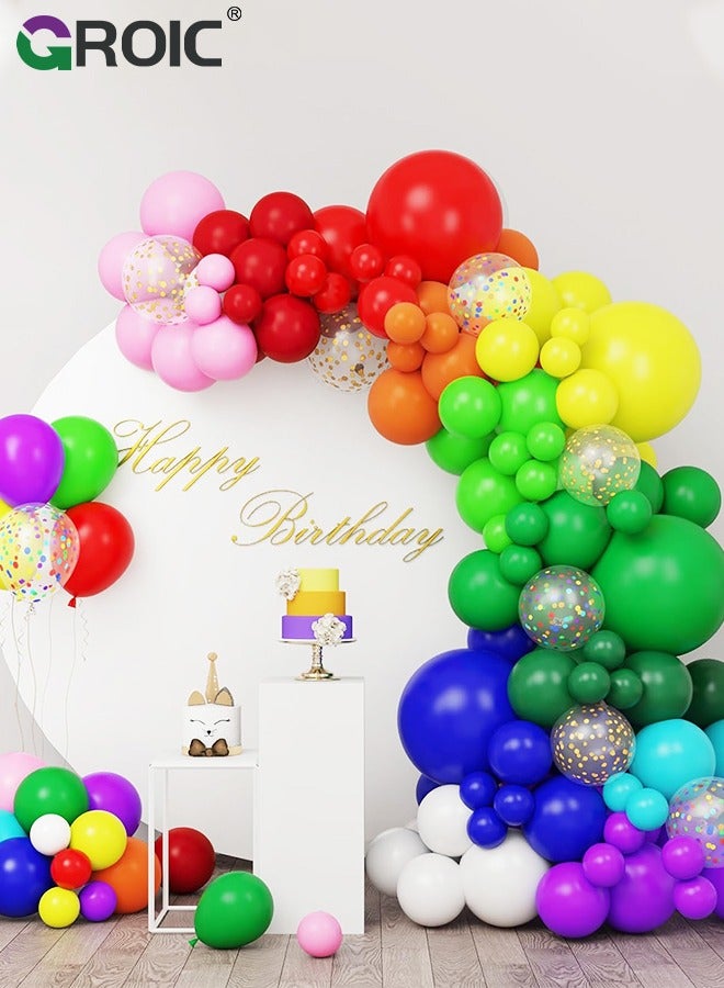 Colorful Balloons Garland Arch Kit, 129pcs 12 Assorted Color Balloons Colorful Party Balloons for Birthday Party Baby Shower Decoration,Party Balloon Set, Party Supplies