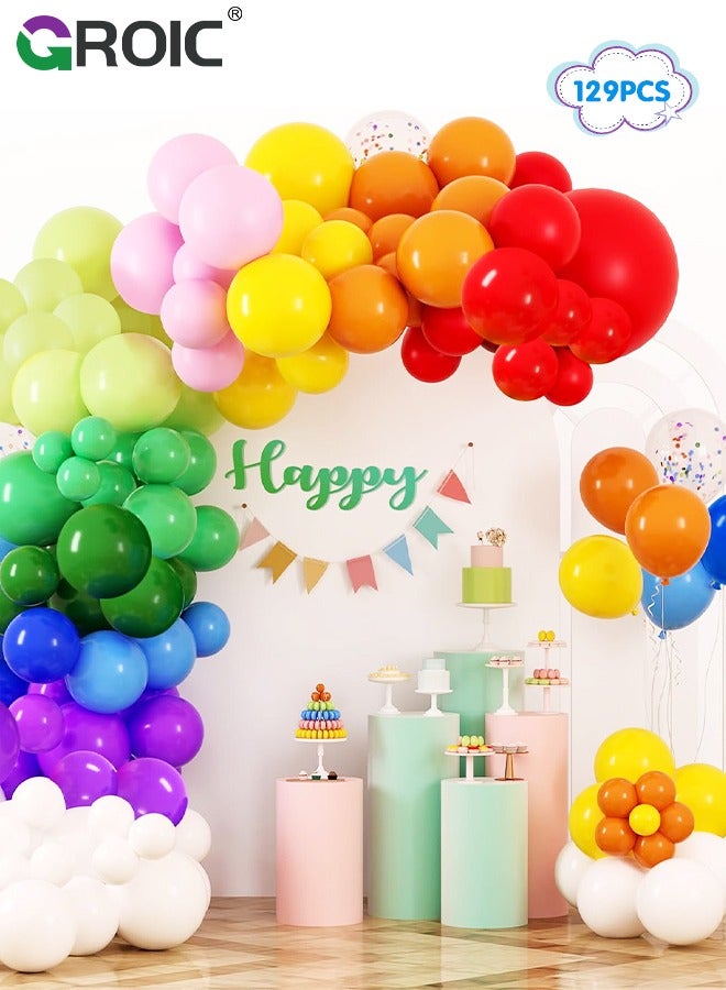 Colorful Balloons Garland Arch Kit, 129pcs 12 Assorted Color Balloons Colorful Party Balloons for Birthday Party Baby Shower Decoration,Party Balloon Set, Party Supplies