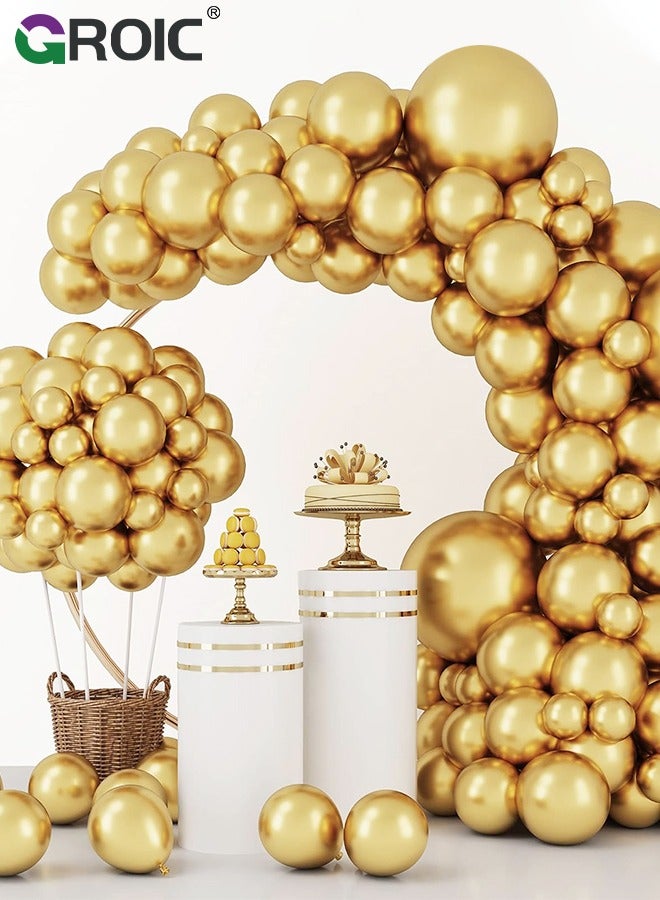 129pcs Gold Balloons Latex Balloons 18 12 10 5 Inch Party Balloon Kit for Birthday Party Graduation Baby Shower Wedding Holiday Balloon Decoration,Party Balloon Set, Party Supplies