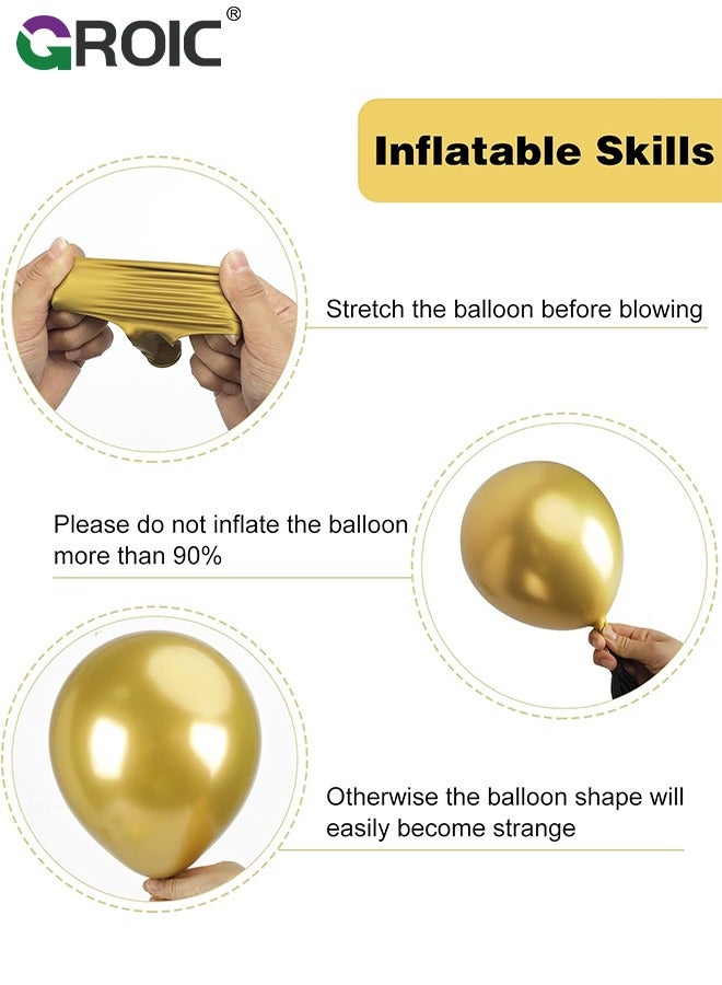 129pcs Gold Balloons Latex Balloons 18 12 10 5 Inch Party Balloon Kit for Birthday Party Graduation Baby Shower Wedding Holiday Balloon Decoration,Party Balloon Set, Party Supplies