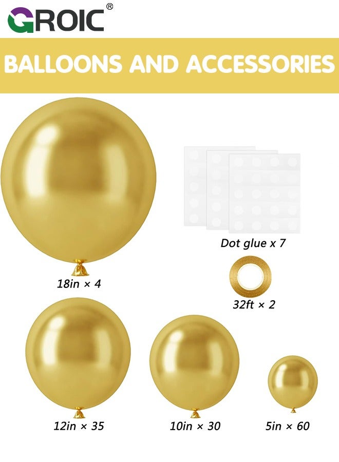 129pcs Gold Balloons Latex Balloons 18 12 10 5 Inch Party Balloon Kit for Birthday Party Graduation Baby Shower Wedding Holiday Balloon Decoration,Party Balloon Set, Party Supplies