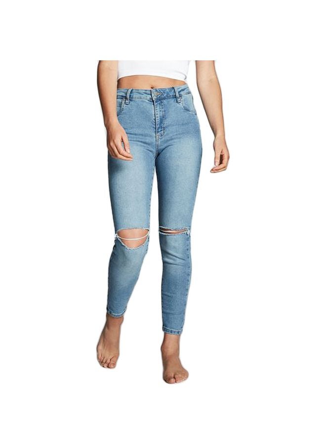 Mid Rise Cropped Skinny Jeans Venice Blue