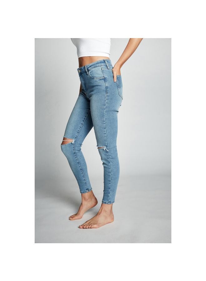 Mid Rise Cropped Skinny Jeans Venice Blue