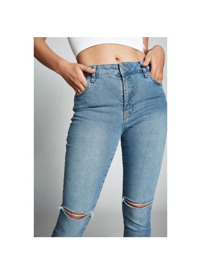 Mid Rise Cropped Skinny Jeans Venice Blue