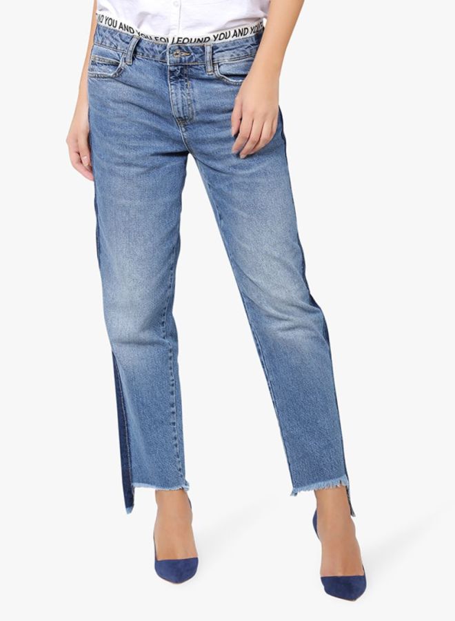 Contrast Panel Jeans Blue