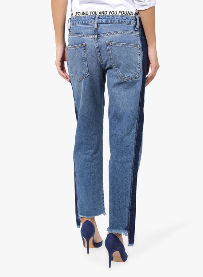 Contrast Panel Jeans Blue