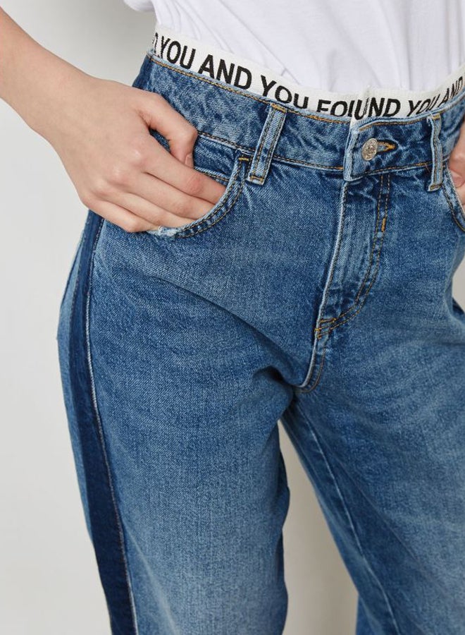 Contrast Panel Jeans Blue