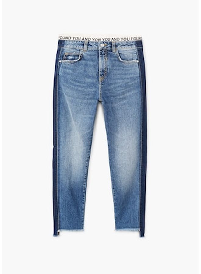 Contrast Panel Jeans Blue