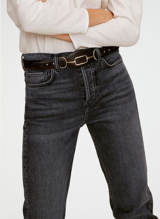 High Waist Straight Jeans Grey