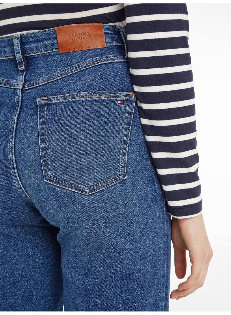 Women's High Rise Relaxed Straight Jeans, Blue
