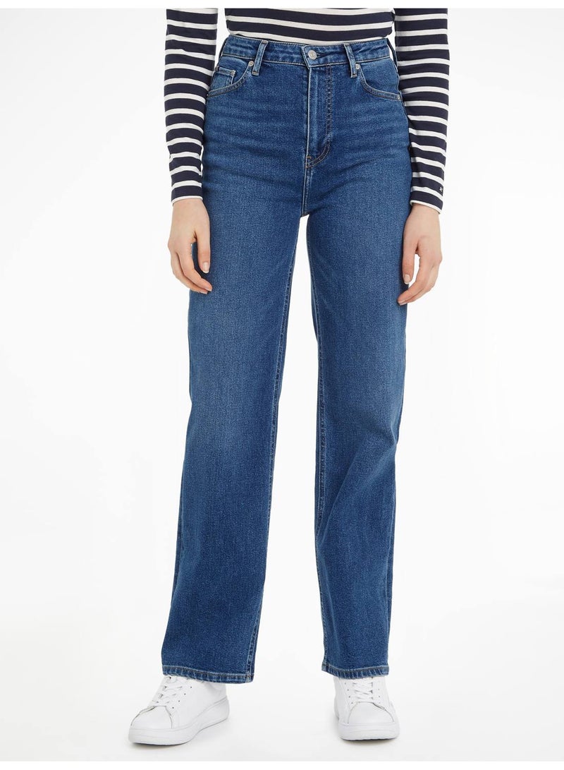 Women's High Rise Relaxed Straight Jeans, Blue