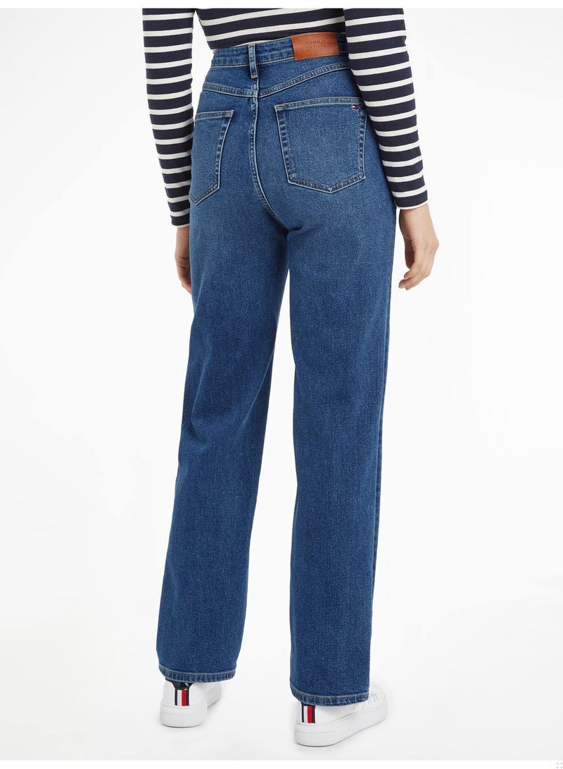 Women's High Rise Relaxed Straight Jeans, Blue