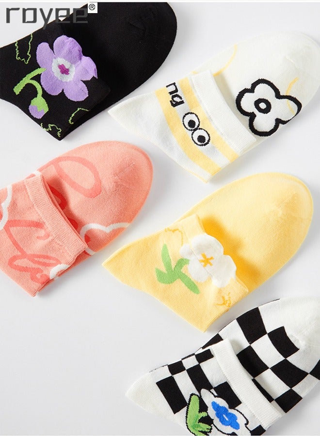 5 Pairs Of Pure Cotton Socks For Girls, Three-Dimensional Flower Tulip cotton Socks For Women seasonal styles