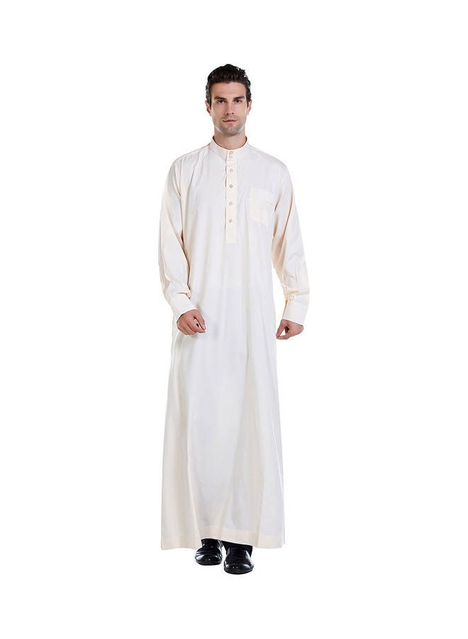 Long Sleeve Casual Kurta Beige