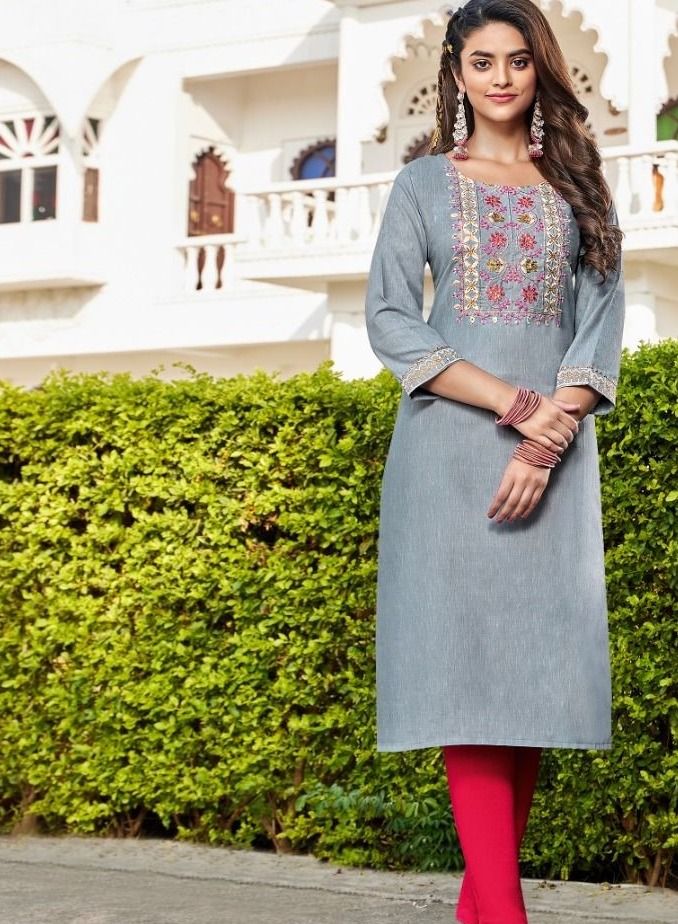 RAYON LINEN DAILY WEAR KURTI