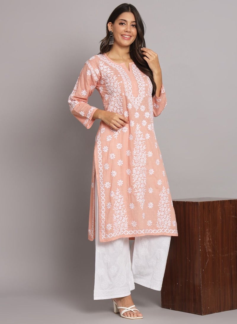 Women  Floral Embroidered Chikankari Cotton kurta-AL3679