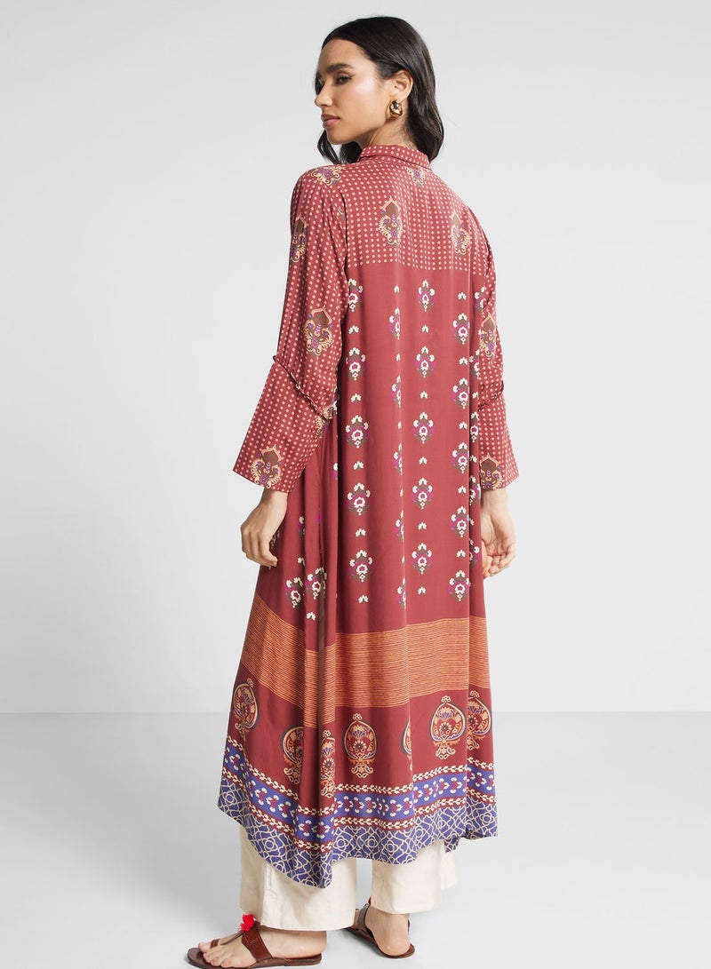 Printed Flared Sleeve Kurti