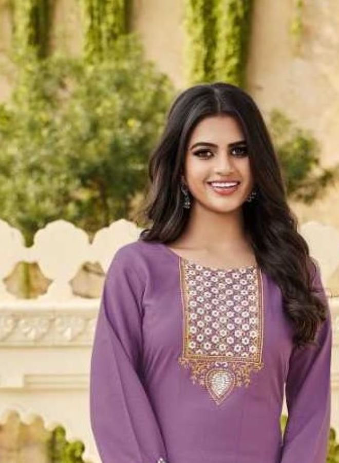 Fancy Rayon Kurta with Pant Emboidery Work