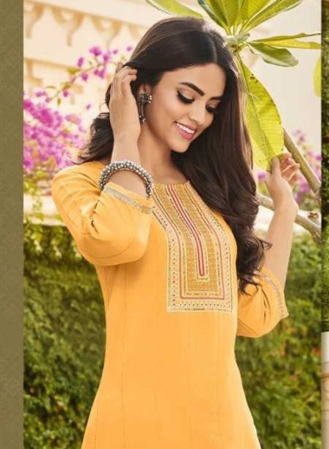 Fancy Rayon Kurta with Pant Emboidery Work