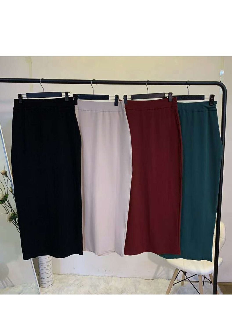 High Waist Tight Solid Color Skirt Green