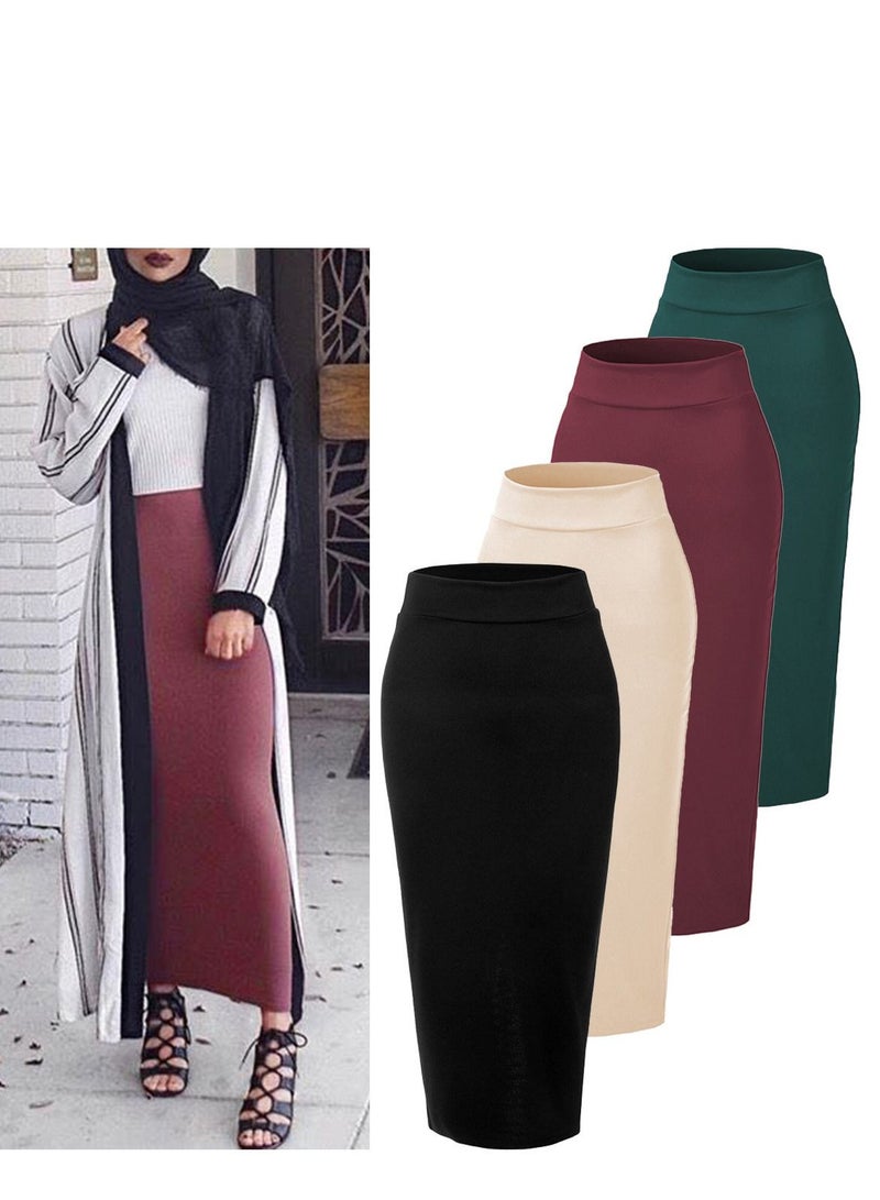 High Waist Tight Solid Color Skirt Green