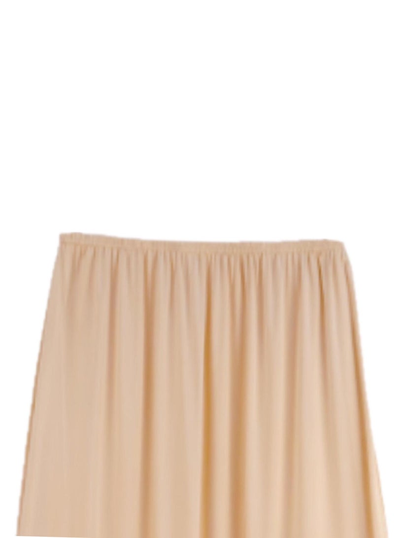 3- Pieces Skirt Soft Durable And Cold Inner Nylon With Elasticized Waistband And Small Lace Women Beige