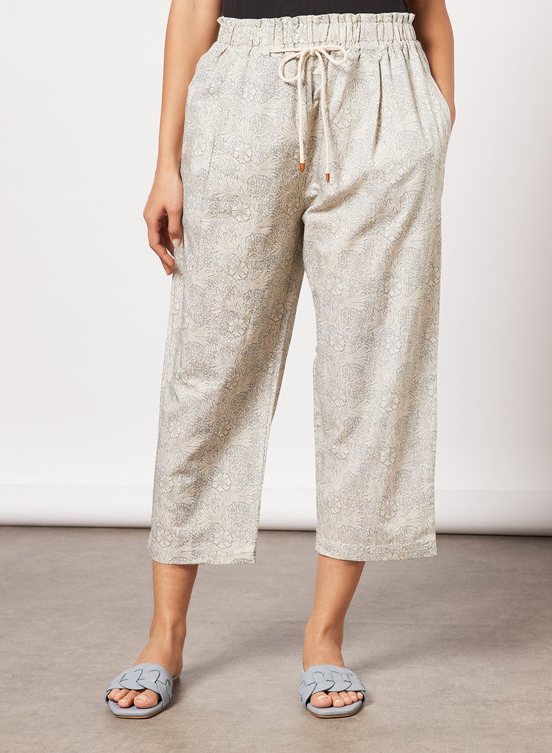 All-Over Print Top and Culottes Set Grey