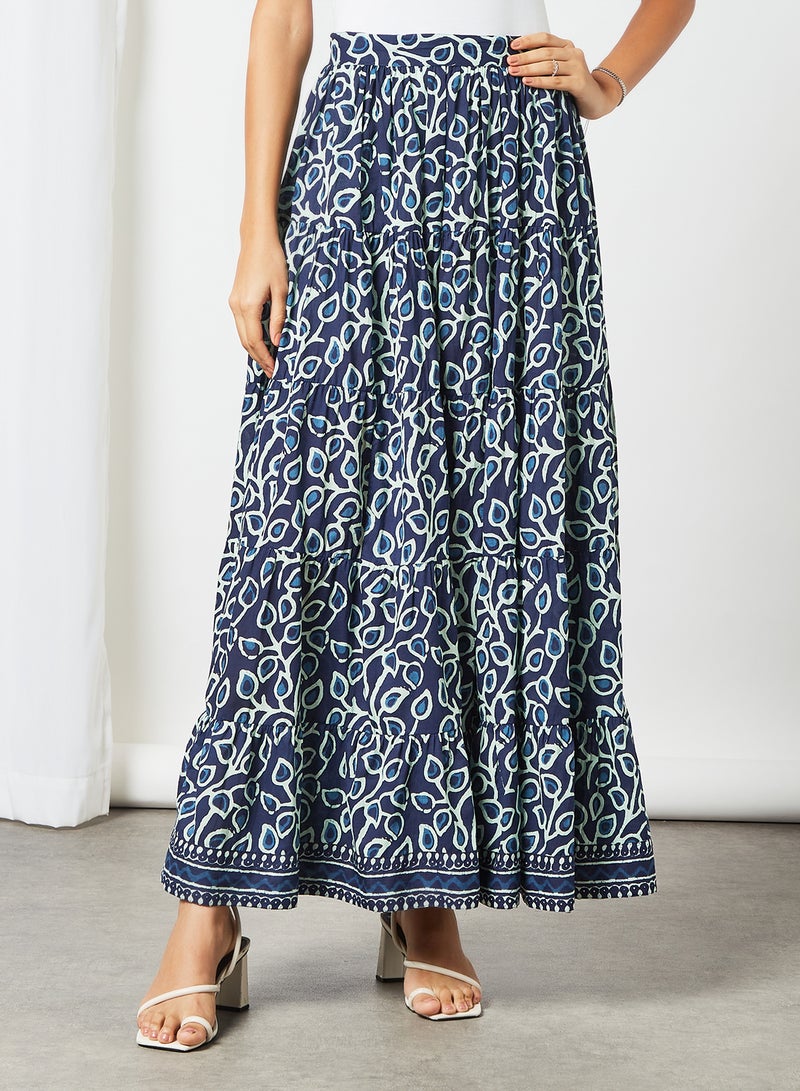 Digital Print Jacket Lehenga Set Navy
