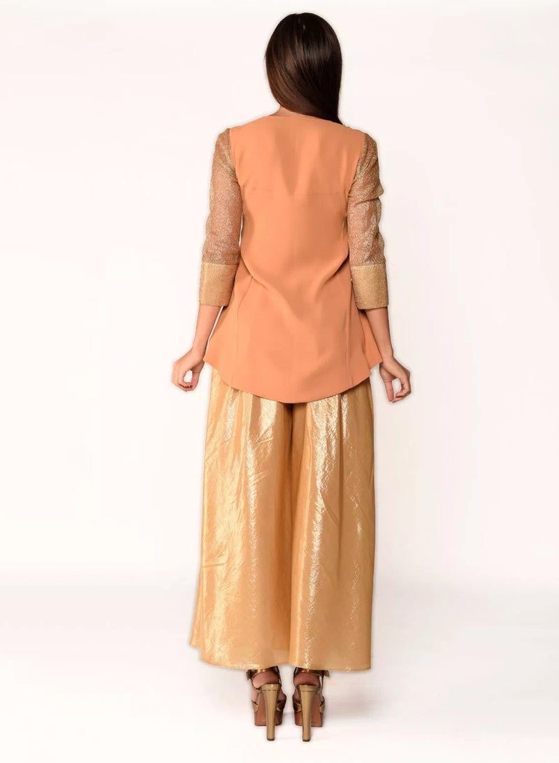 Metallic Flare Pants Orange/Gold