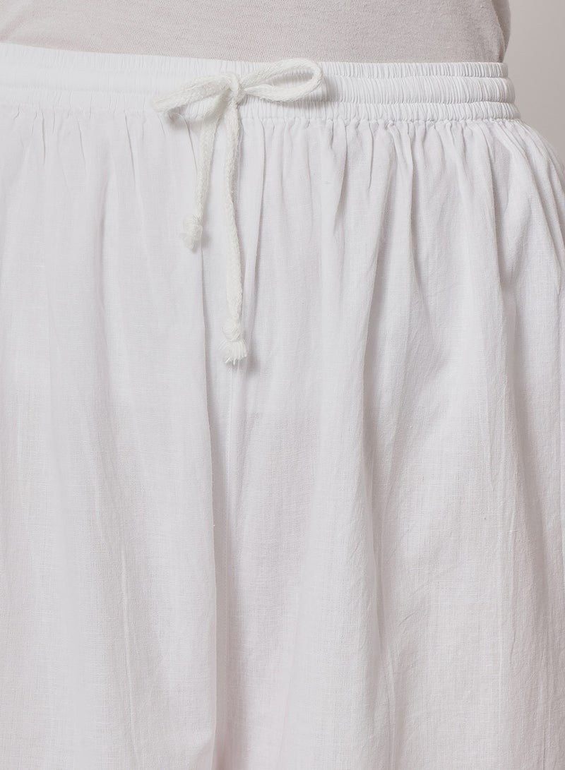 Hand Embroidered Chikankari Women White Pant-AL3570