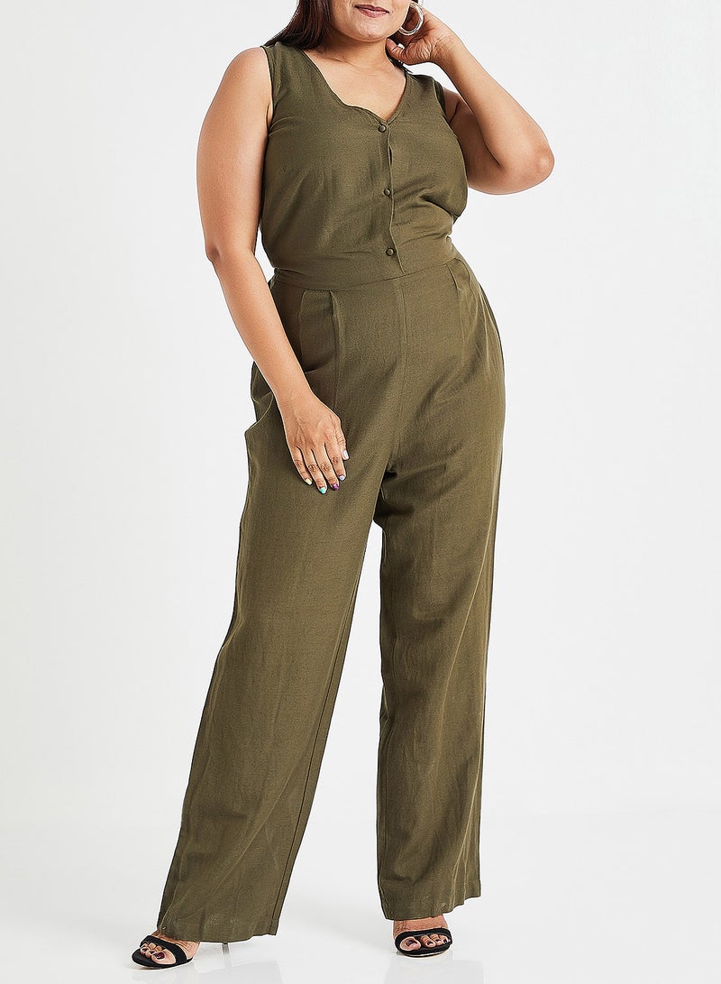 Wide Leg Jumpsuit Olive