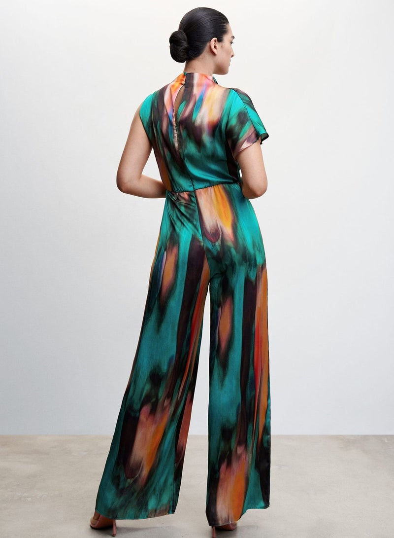 Cowl Neck Printed Jumpsuit