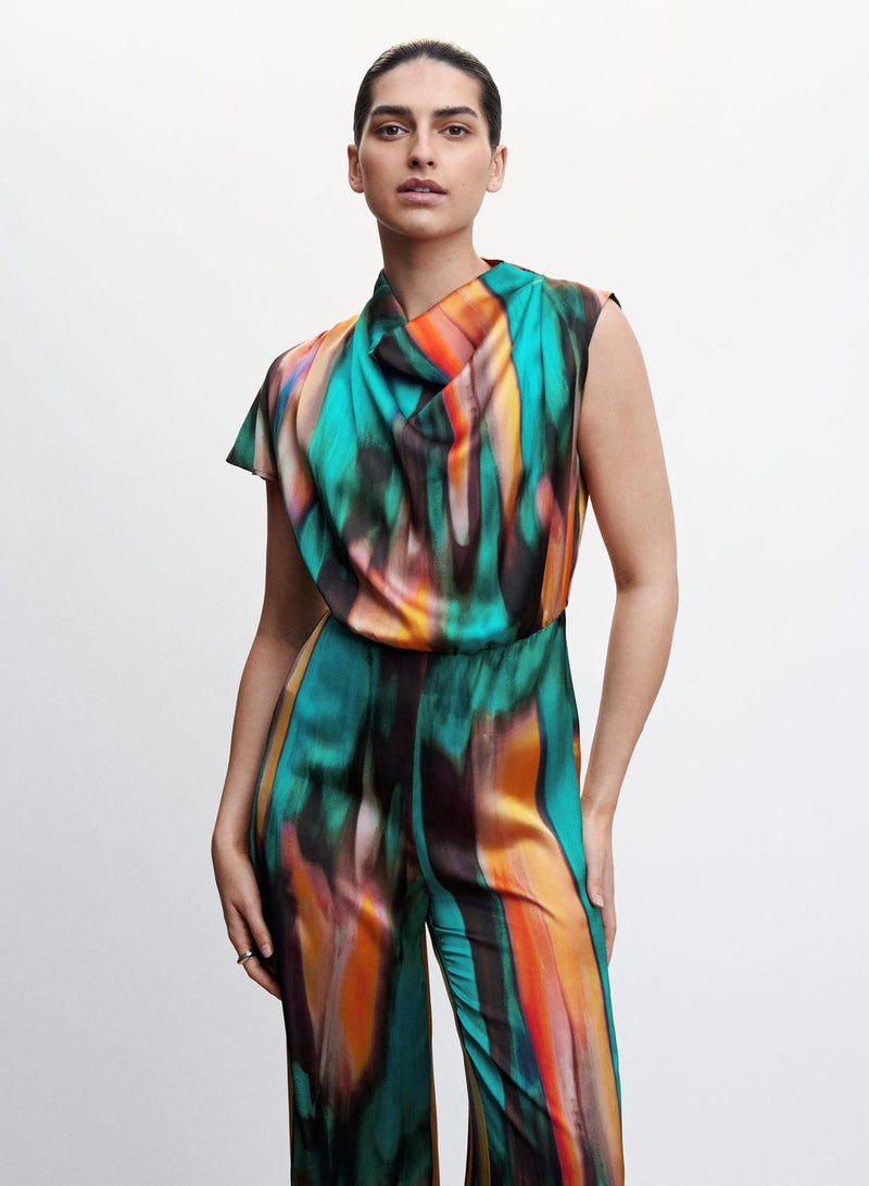 Cowl Neck Printed Jumpsuit