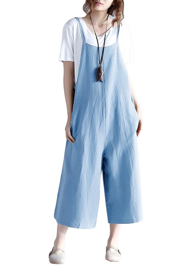 Loose Wide Legs Long Pants Blue