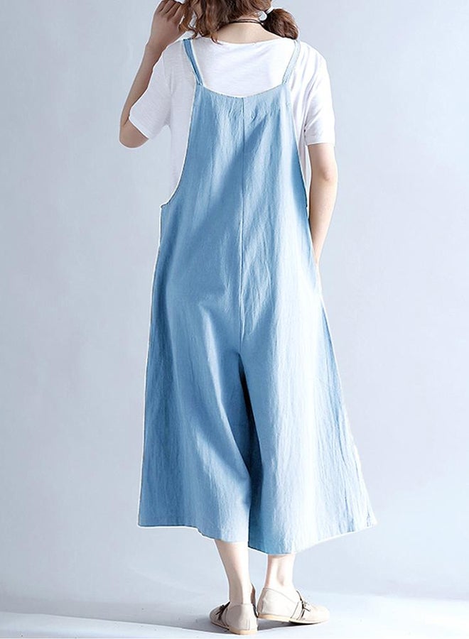 Loose Wide Legs Long Pants Blue