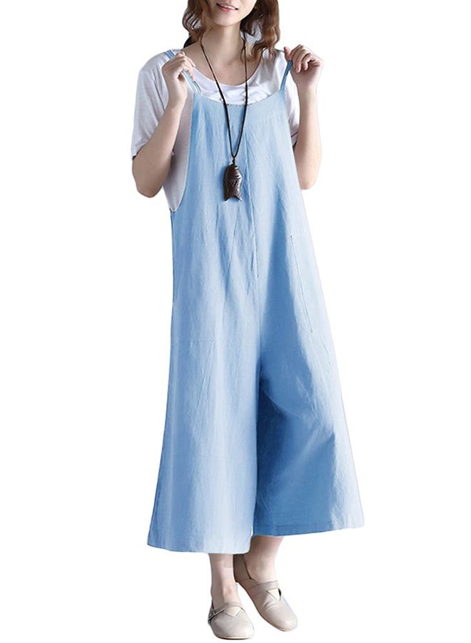 Loose Wide Legs Long Pants Blue