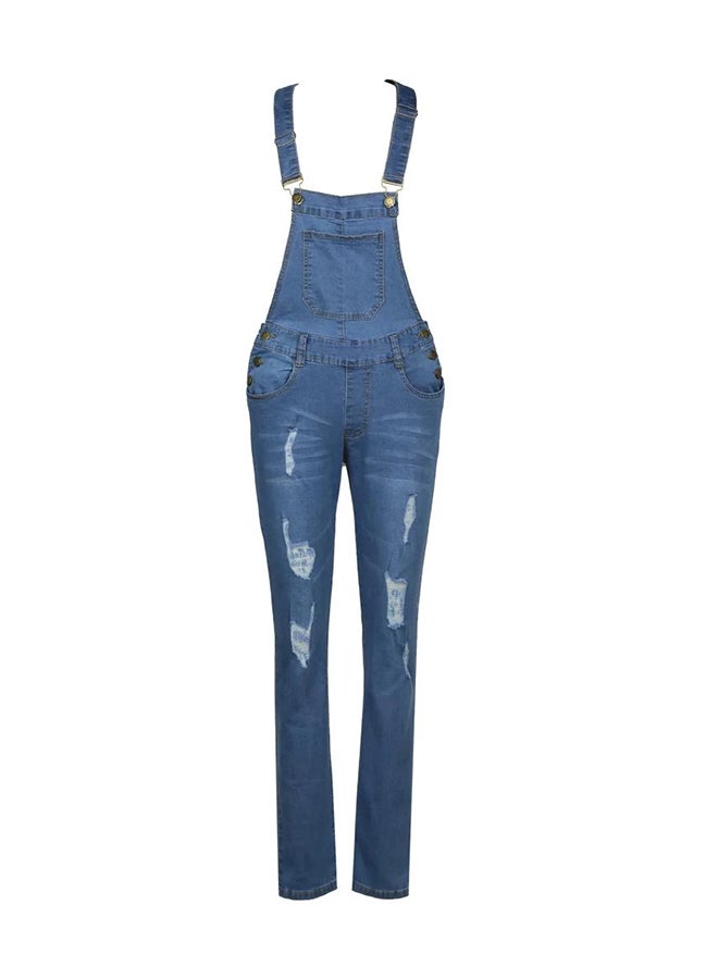 Denim Square Neck Dungaree Blue