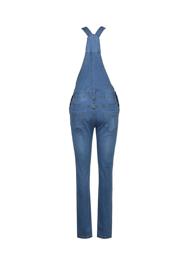 Denim Square Neck Dungaree Blue