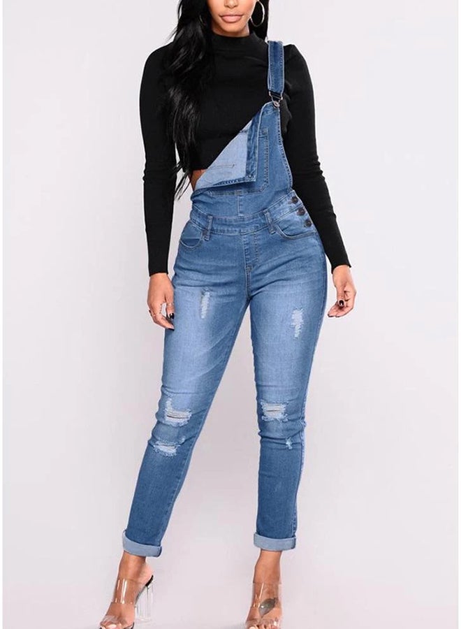 Denim Square Neck Dungaree Blue