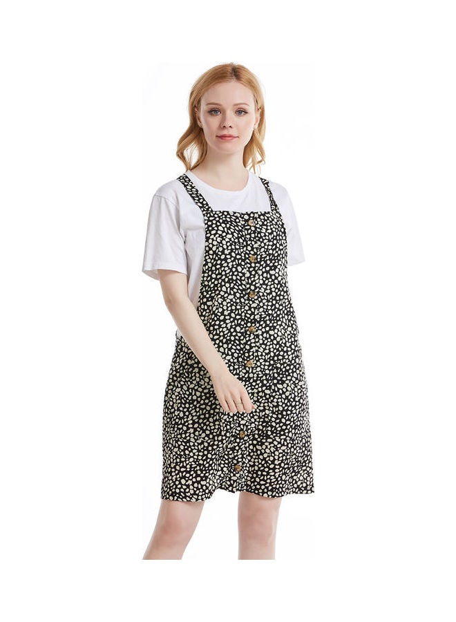 Fashionable Casual Dungaree Black/White