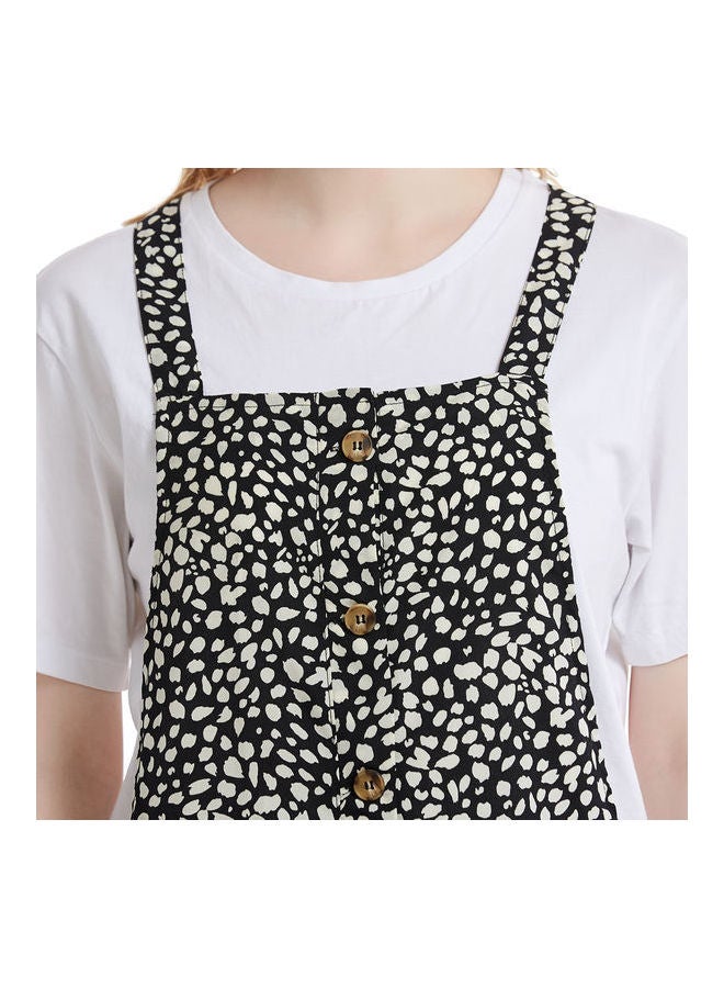 Fashionable Casual Dungaree Black/White