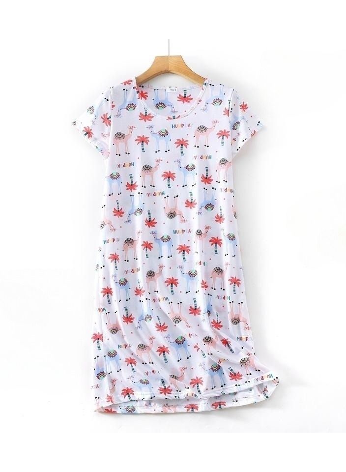 Cute Cartoon Cotton Homewear Knitted Sweet Large Short Sleeve Round Neck Pajamas