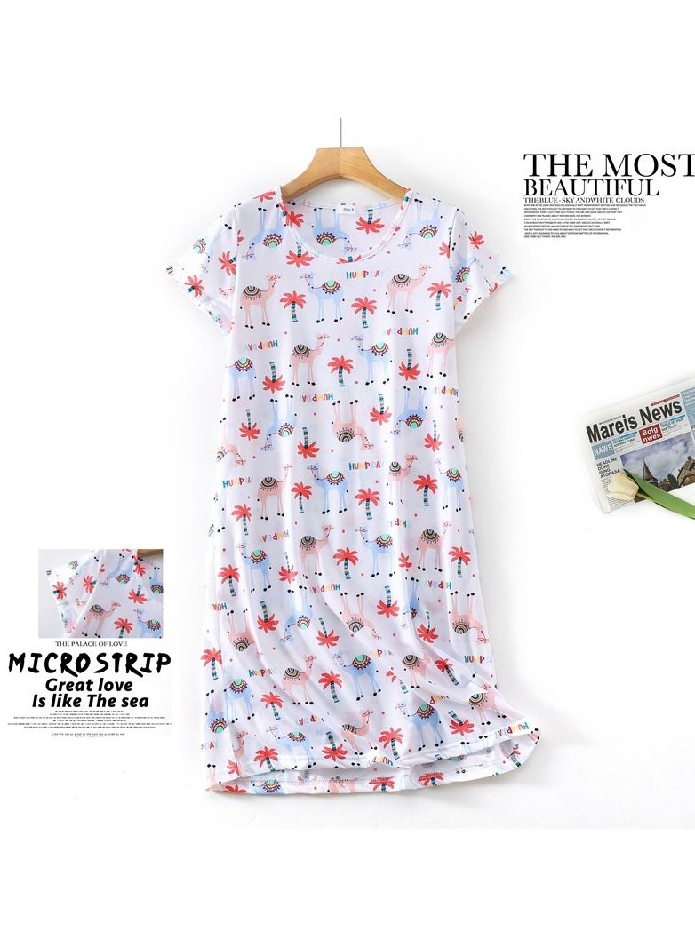 Cute Cartoon Cotton Homewear Knitted Sweet Large Short Sleeve Round Neck Pajamas