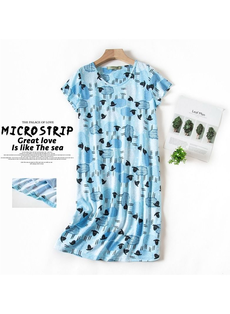 Cute Cartoon Cotton Homewear Knitted Sweet Large Short Sleeve Round Neck Pajamas