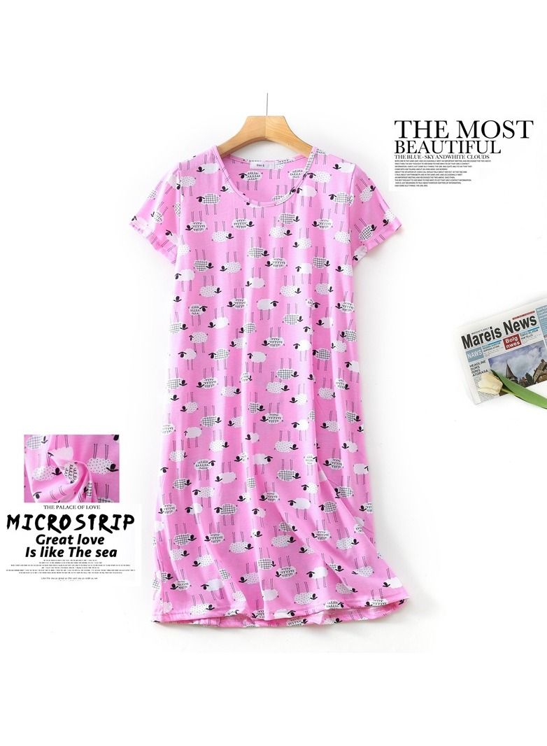 Cute Cartoon Cotton Homewear Knitted Sweet Large Short Sleeve Round Neck Pajamas